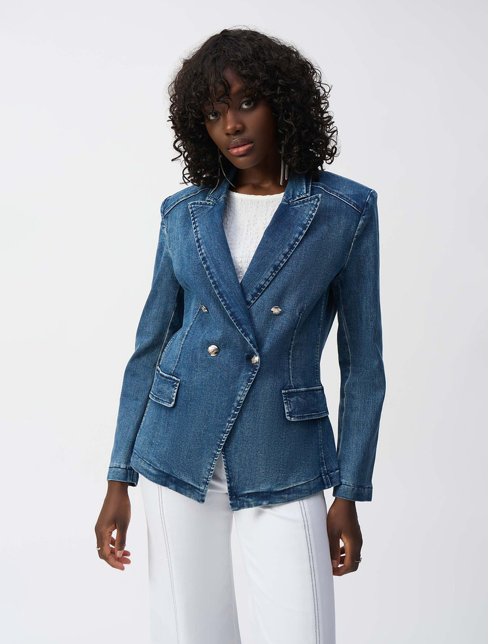Stretch Denim Double Breasted Blazer | Joseph Ribkoff - Harpers